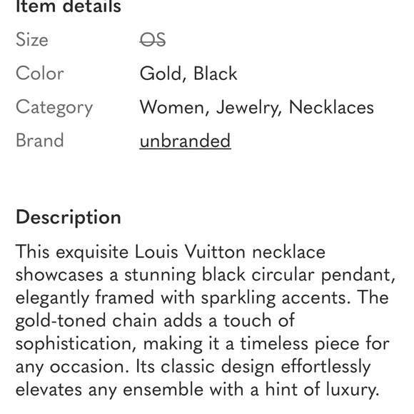Louis Vuitton Gold/Black Crystal Zipper Pendant 20” Necklace - Picture 6 of 6